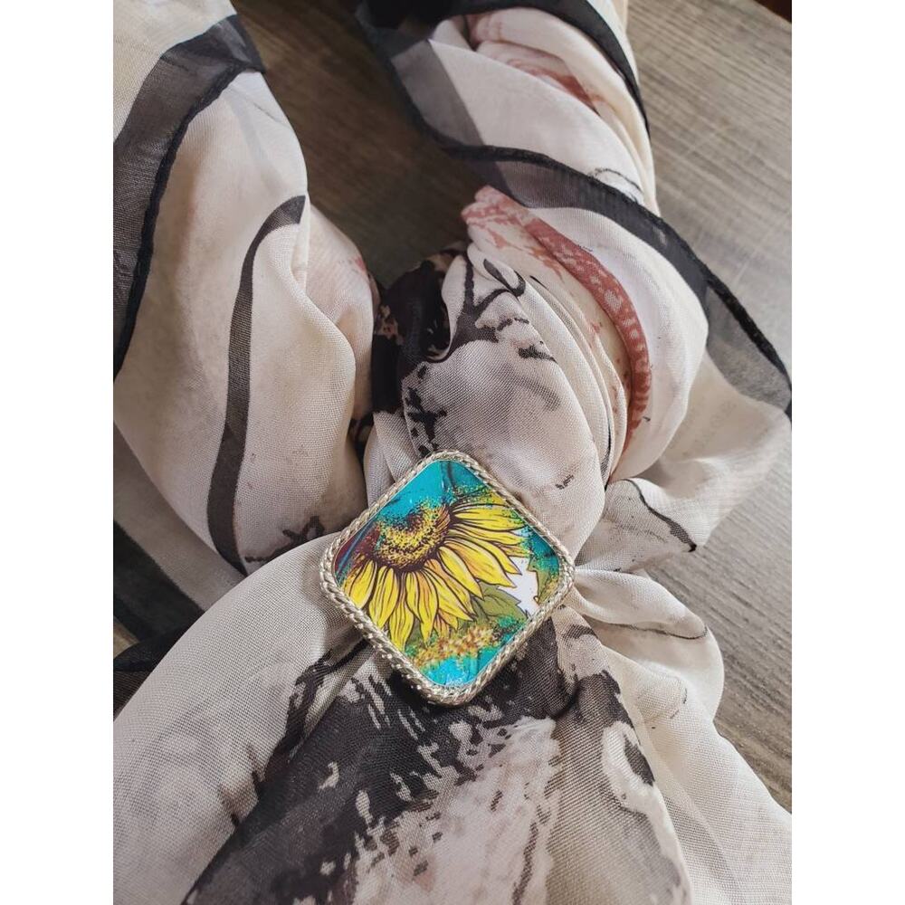 Sunflower scarf slide, concho slide, wild rag slides, western bandana slide